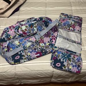 Vera Bradley Floral Travel Bag Set - Blue and Purple
